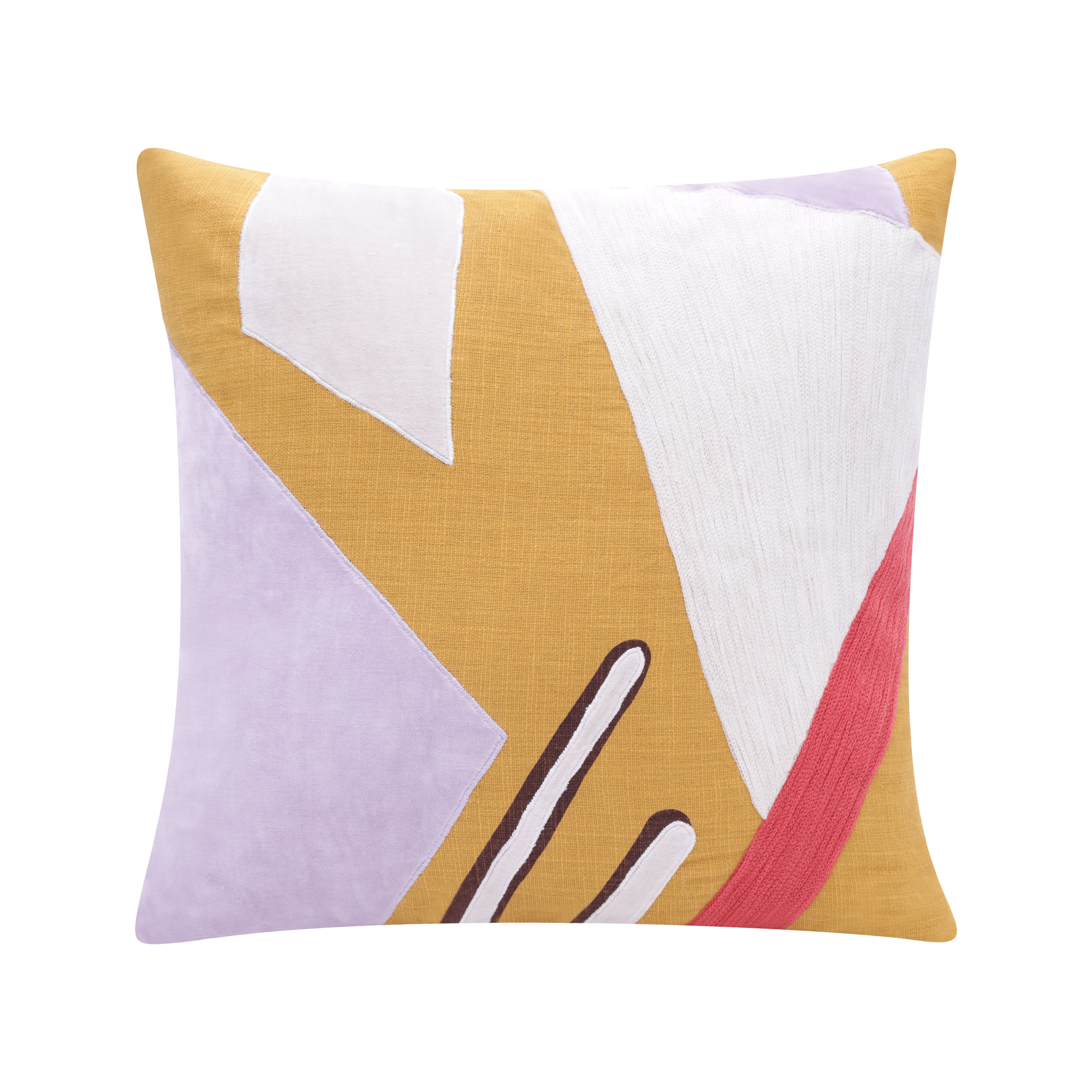 Harlow Hill Stacy Garcia Ochre/Lilac Abstract 20" x 20" Cotton Adult Decorative Feather Filled Pillow