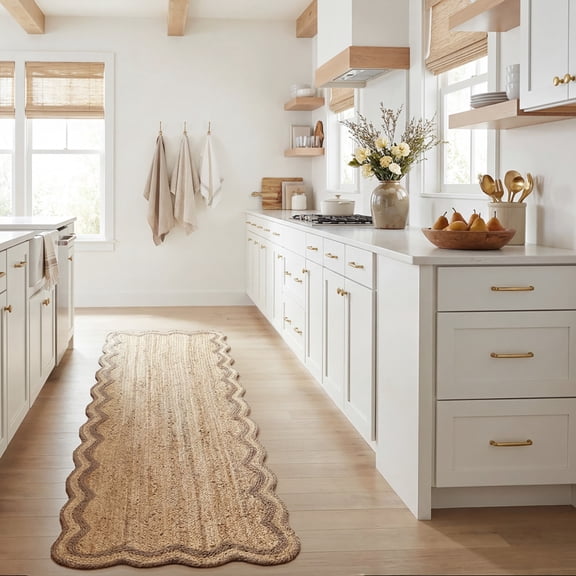 Harlow Hill Teni Braided Jute 2'6" x 7'9" Brown/Natural Bordered Performance Indoor Area Rug