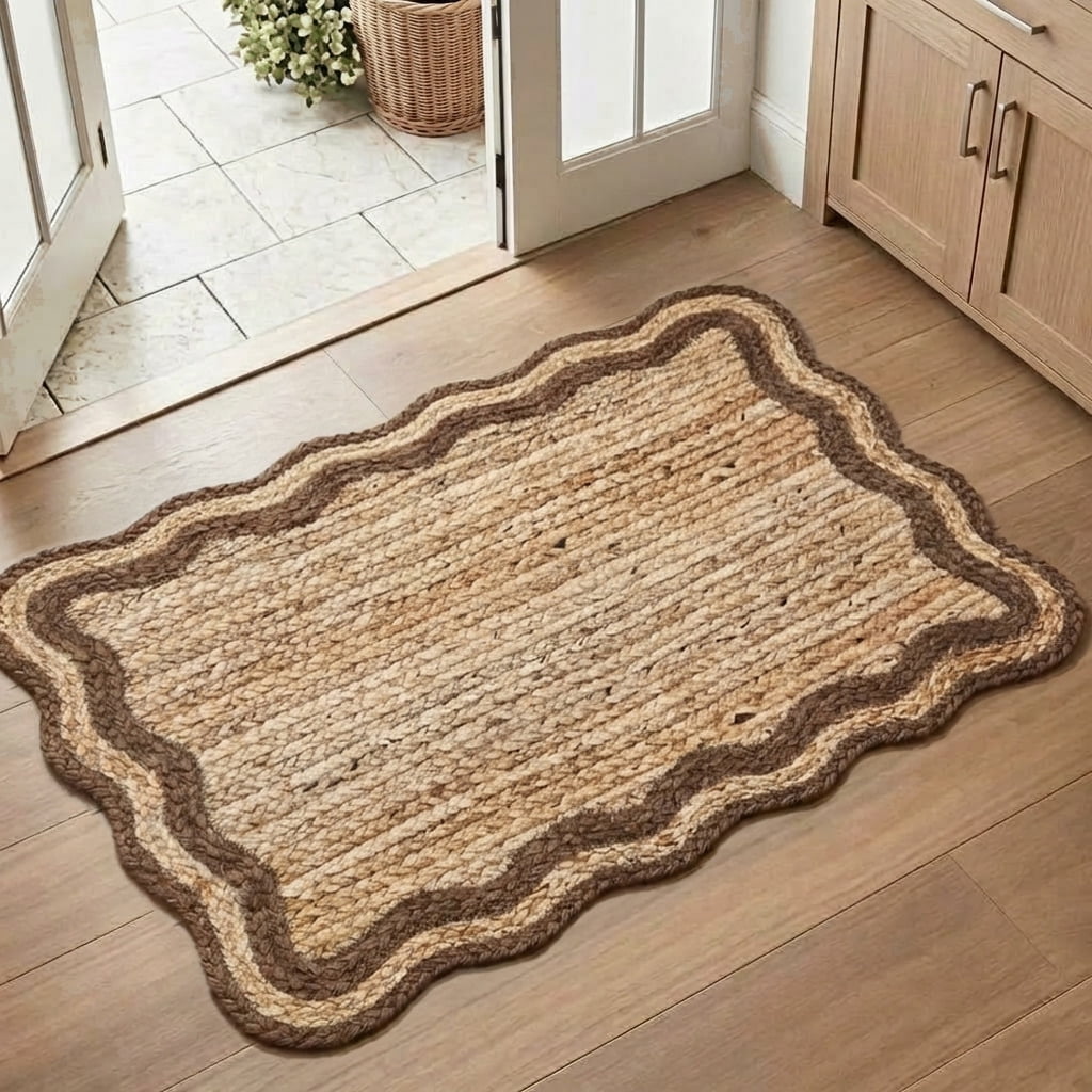 Harlow Hill Teni Braided Jute 2' x 3' Brown/Natural Bordered Performance Indoor Area Rug