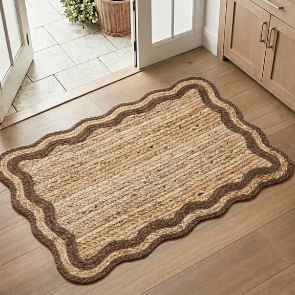 Harlow Hill Teni Braided Jute 2' x 3' Brown/Natural Bordered Performance Indoor Area Rug