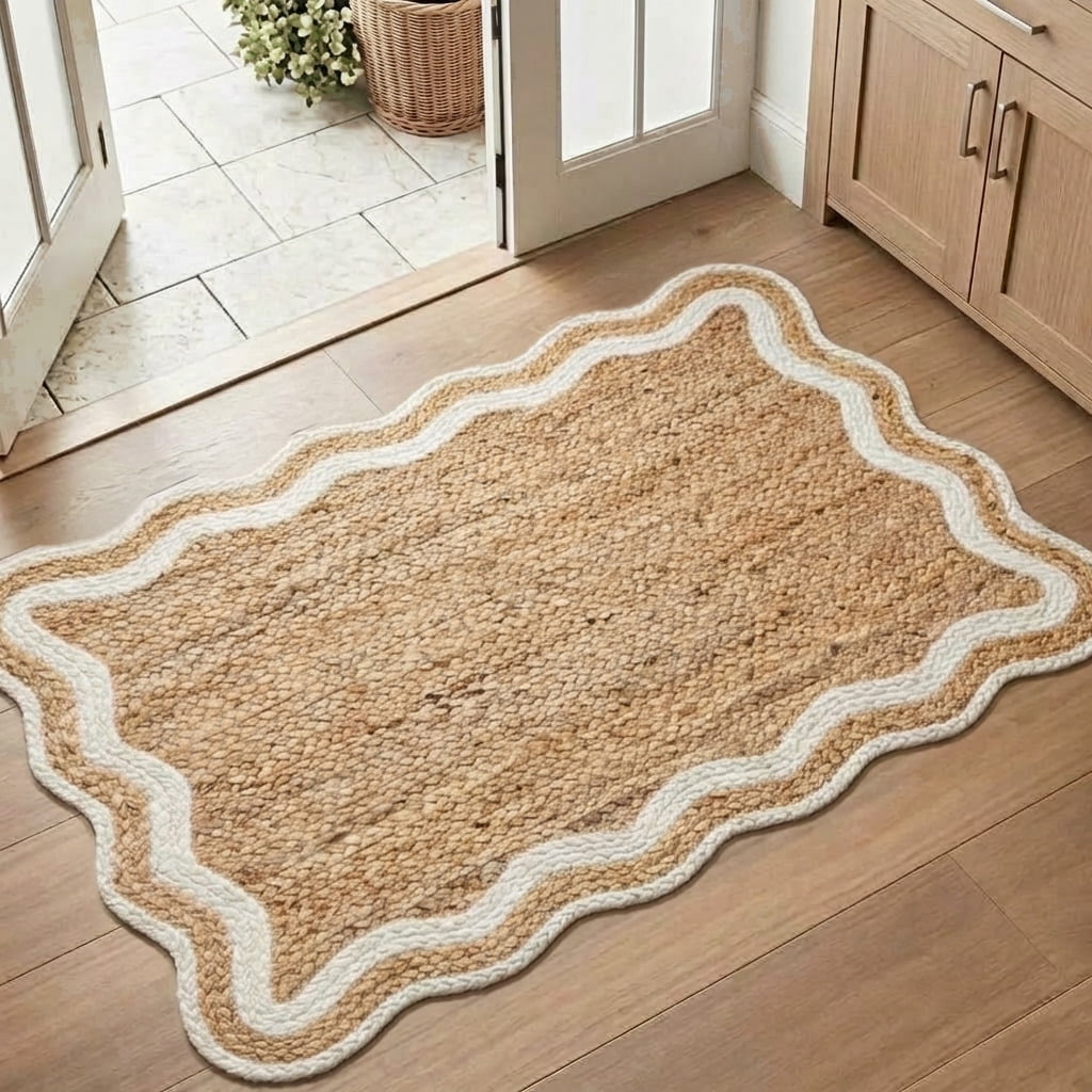 Harlow Hill Teni Braided Jute 2' x 3' Ivory/Natural Bordered Performance Indoor Area Rug