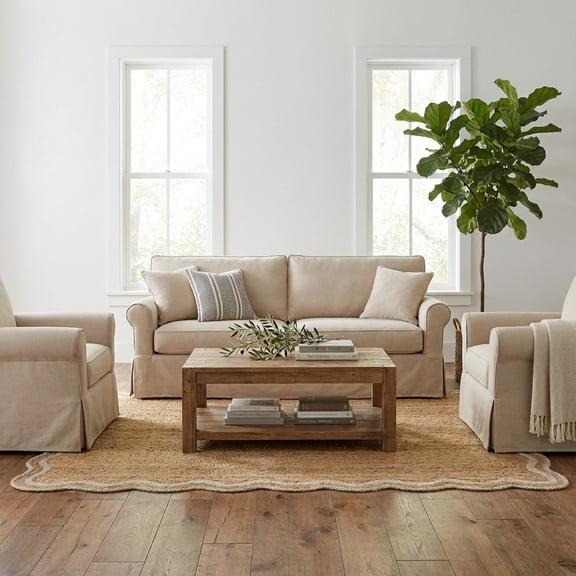 Harlow Hill Teni Braided Jute 7'9" x 9'9" Ivory/Natural Bordered Performance Indoor Area Rug