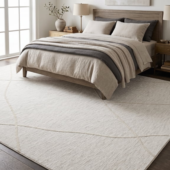 Harlow Hill Villa 10' x 14'1" Cream Abstract Polyester Indoor Area Rug