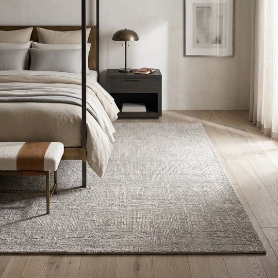 Harlow Hill Villa 4' x 6'6" Silver/Cream Abstract Performance Indoor Area Rug