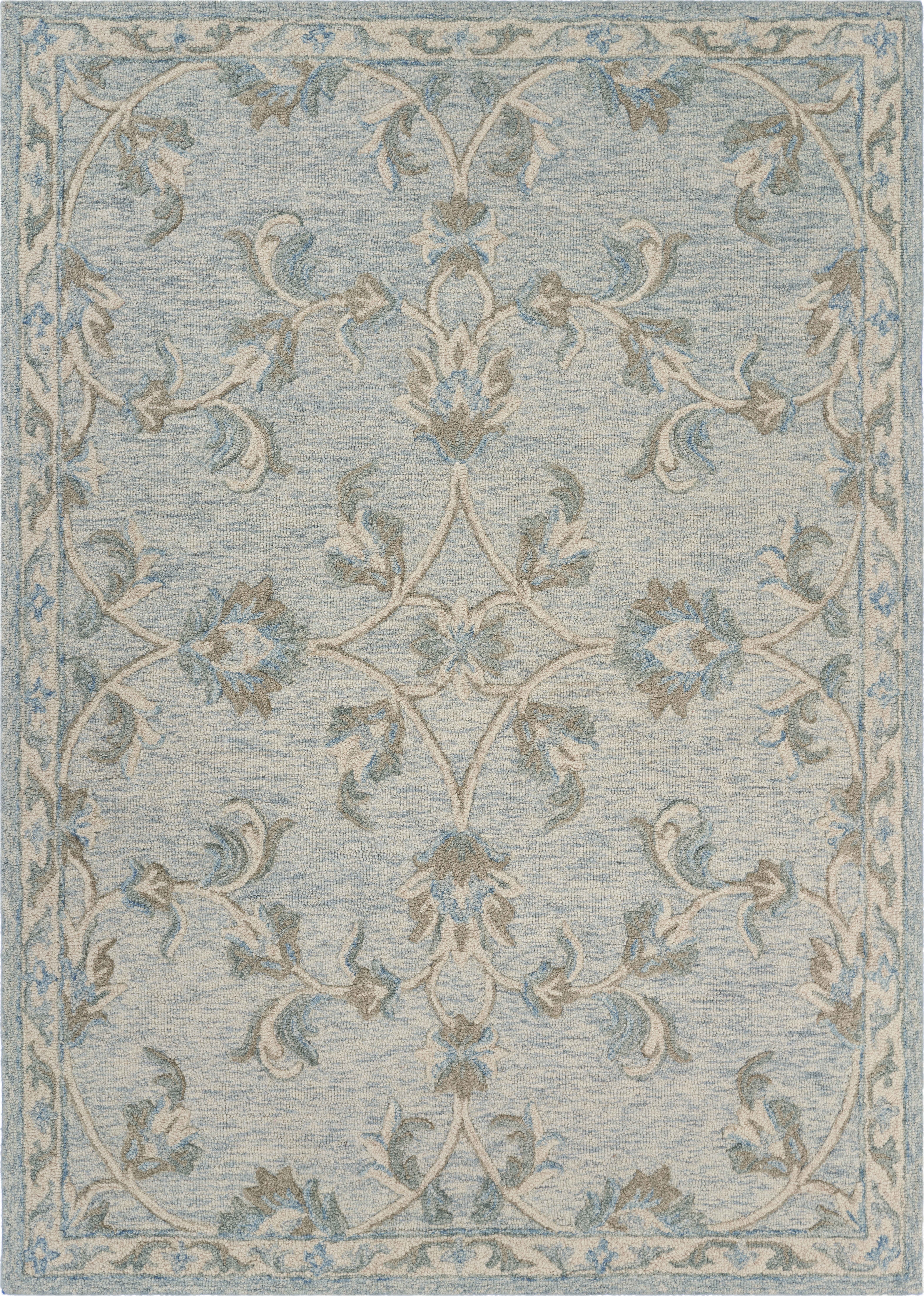 Harlow Hill Wade 2' x 3' Blue Floral Wool Indoor Area Rug