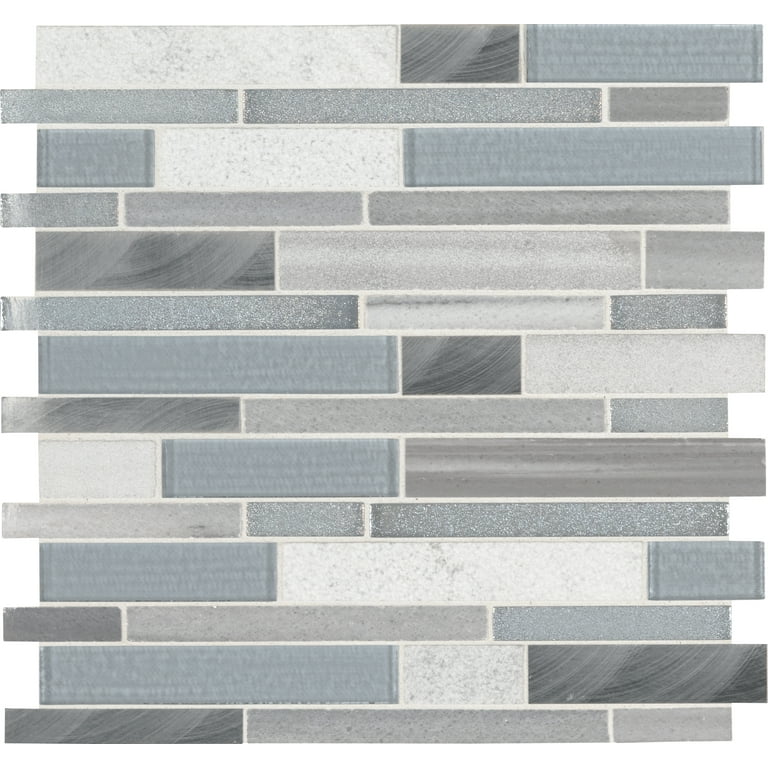 Ice Interlocking 12 in. x 12 in. x 8 mm Glass Mesh-Mounted Mosaic Tile (10 sq. ft./case) Ice Interlocking 12 in. x 12 in. x 8 mm Glass Mesh-Mounted Mosaic Tile (10 sq. ft./case)