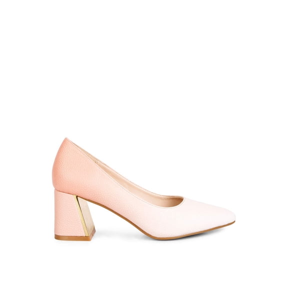 Harlow Metallic Accent Block Heel Pumps