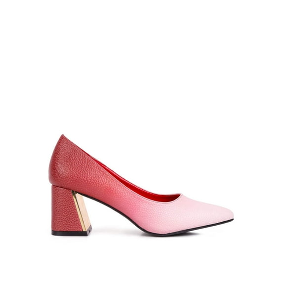 Harlow Metallic Accent Block Heel Pumps