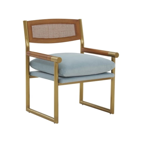 Harlow Rattan Dusty Blue Velvet Chair