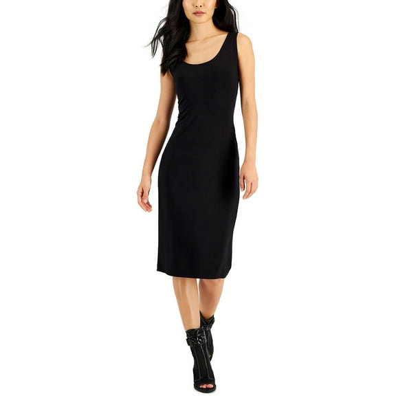 Harlow & Rose Womens Petites Scoop Neck Lined Bodycon Dress
