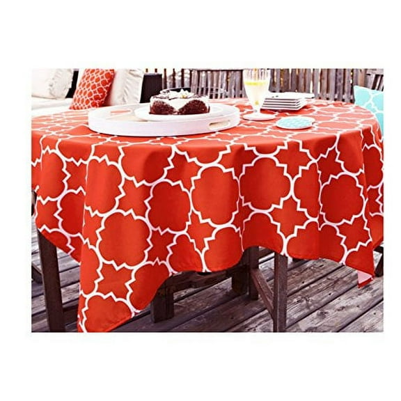 Harman Panama Tile Pattern Fabric Zippered Umbrella Tablecloth (60 x 90 Rectangle Umbrella, Tangerine)
