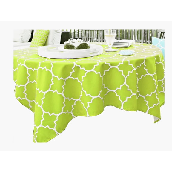 Harman Panama Tile Pattern Green Fabric Zippered Umbrella Tablecloth (60 x 120 Rectangle Umbrella, Green)