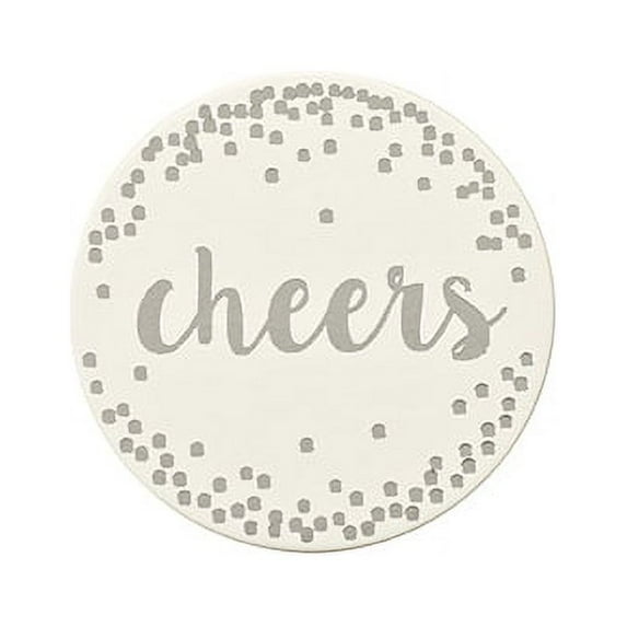 Harman Set of 12 Printer Paper Coasters in Tin 4" Circle Silver Cheers