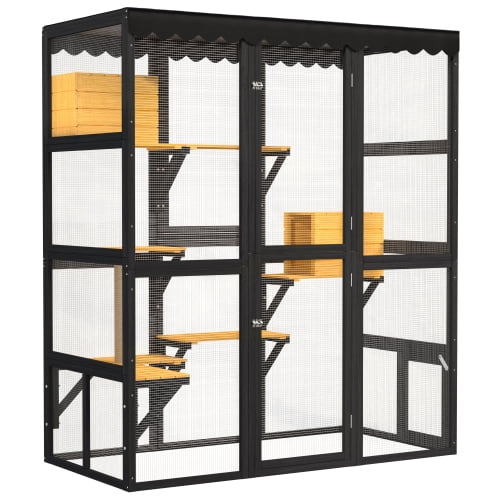 Harmie Cat Enclosure Walk In Outdoor Cat Enclosure patio cat play zones indoor outdoor pet Indoor Outdoor Cat Owners Black