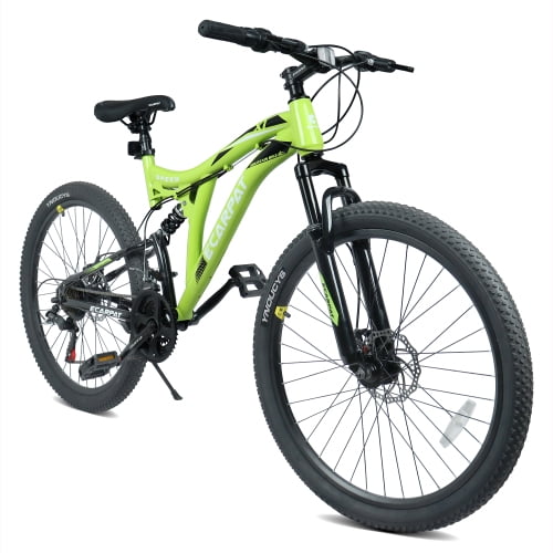 Harmie Mountain Bike Full Suspension Mountain Bike Frame 21 Speed Twist Shifter Drivetrain Adult Riders Mountain Bicycle Black Full Suspension 26 Inch Disc Brakes Steel Frame 21 Speed