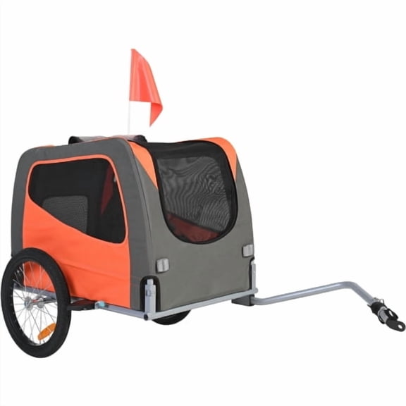 Harmie Pet Bike Trailer for Bicycle Hauling Orange Multi Steel Frame Quick Hitch Outdoor Travel Cart 66 lb Capacity Foldable Frame