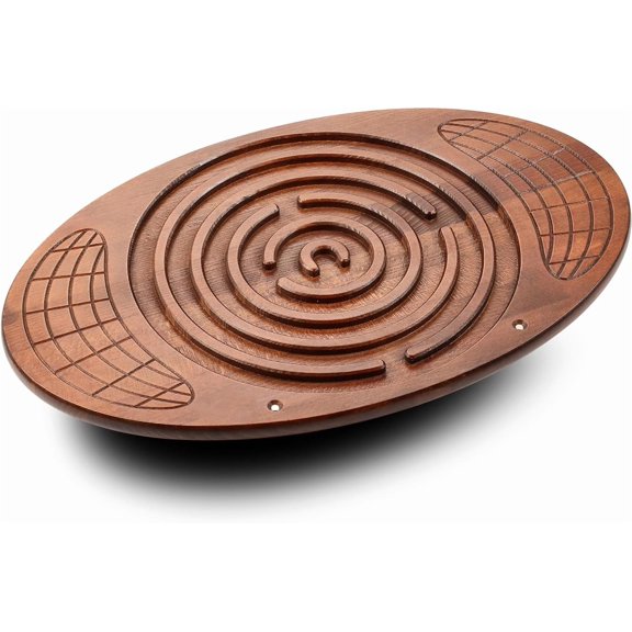 Harmie Wooden Wobble Balance Board with Two-Marble Labyrinth, Solid Wood Training Board for Kids, Teens and Adults, Walnut