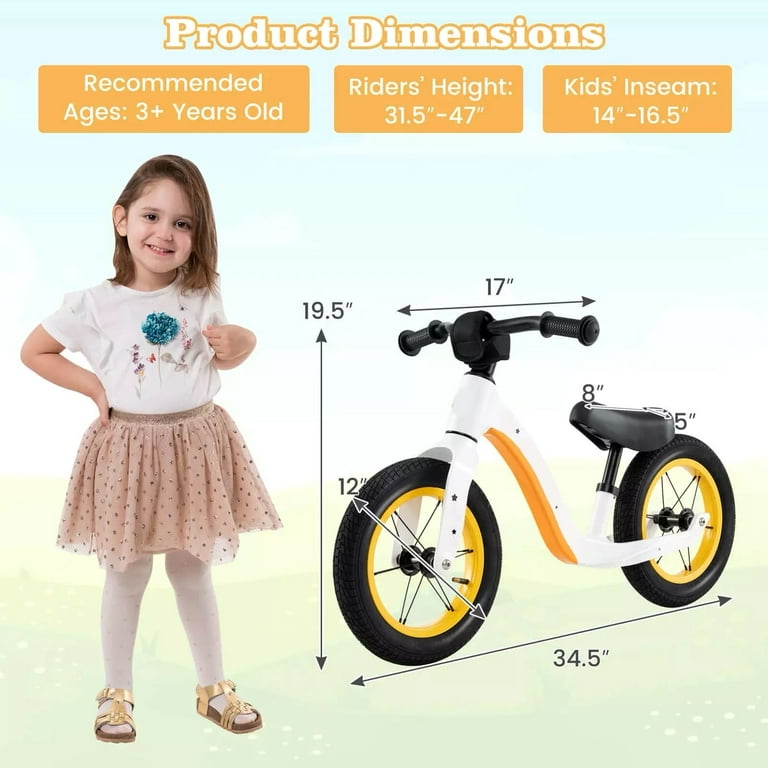 Harmijoy 12 Inch Toddler Balance Bike No Pedal Training Bicycle w Adjustable Seat Height Magnesium Alloy Frame Indoor Outdoor Kids Push Bike w