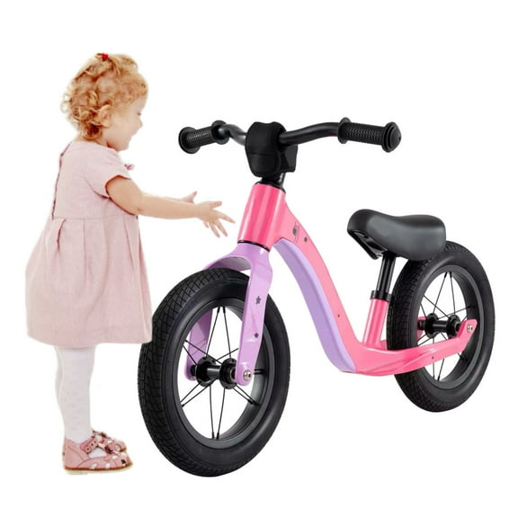 Harmijoy 12 Inch Toddler Balance Bike, No Pedal Training Bicycle w/ Adjustable Seat Height & Magnesium Alloy Frame, Indoor Outdoor Kids Push Bike w/ Inflatable Rubber Tires