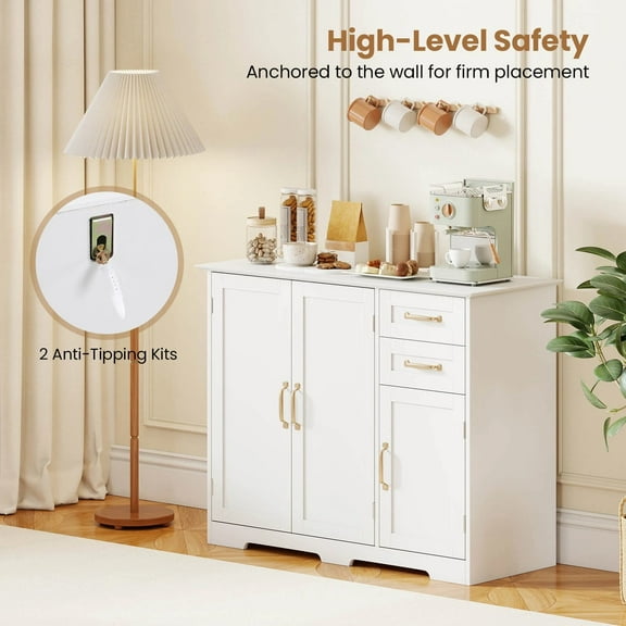 Harmijoy 40" Sideboard Buffet Cabinet Modern Kitchen Storage Organizer with 2 Drawers