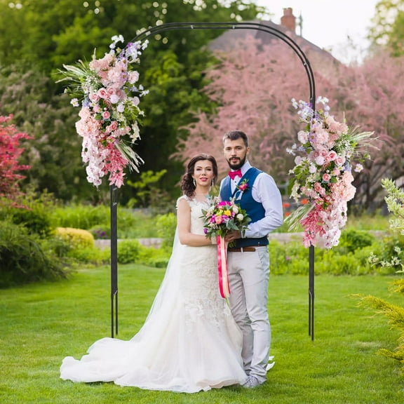 Harmijoy 95" Garden Arch Trellis, Outdoor Pergola Arbor w/ PE Wrapped Metal Pipes, Ground Stakes