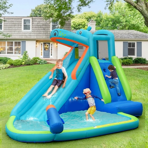 Harmijoy Inflatable Kids Bounce House Slide Climbing Wall Splash Pool w/ Bag