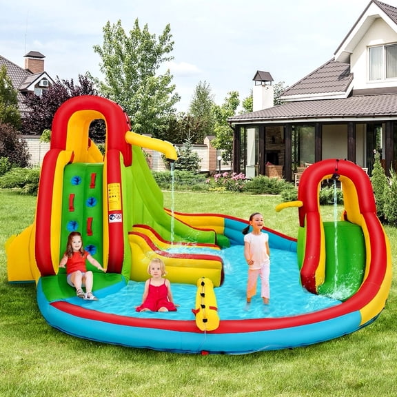 Harmijoy Kids Inflatable Water Slide Bounce Park Splash Pool w/Water Cannon & 480W Blower