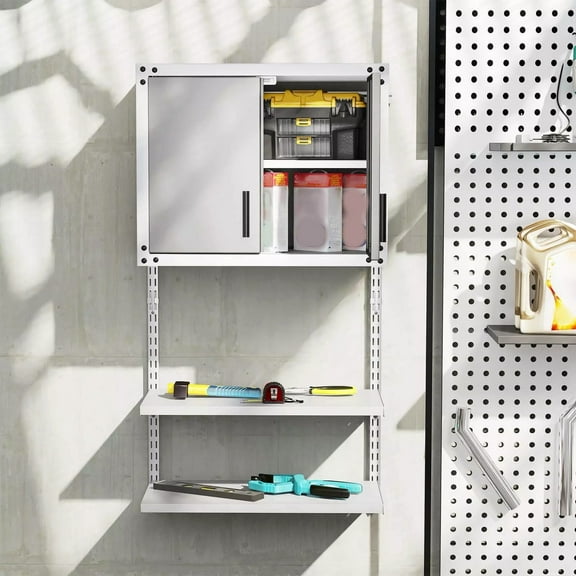 Harmijoy Metal Wall Cabinet, Garage Storage Cabinet with Locking Doors & 3 Adjustable Shelves, Wall-mounted Lockable Cabinet