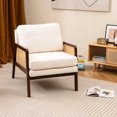 thumbnail image 1 of Harmijoy Mid Century Modern Accent Chair Living Room Armchair w/ Rattan Arms Wooden Frame, 1 of 8