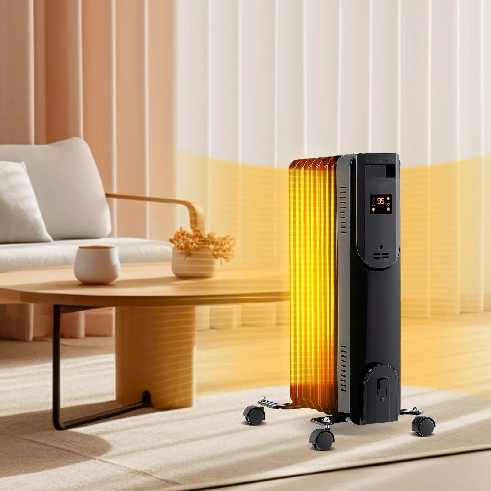 Oil Filled Radiator Heater With Thermostat Harmijoy Oil Filled Radiator Heater, 1500W Electric Space Heater with