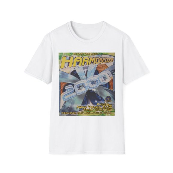 Harmogeddon NYE Y2K 1999-2000 Old School Rave Party Flyer Raver Tees EDM T-Shirt