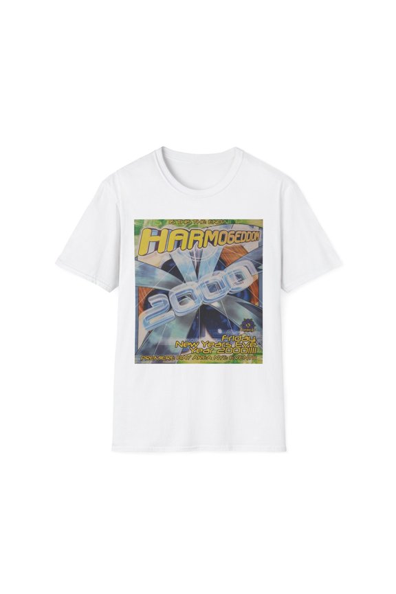 Harmogeddon NYE Y2K 1999-2000 Old School Rave Party Flyer Raver Tees EDM T-Shirt