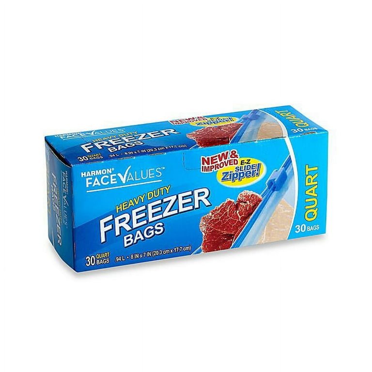 Harmon Face Values 30 Count 1 Quart Heavy Duty Freezer Bags with E Z Slide Zipper