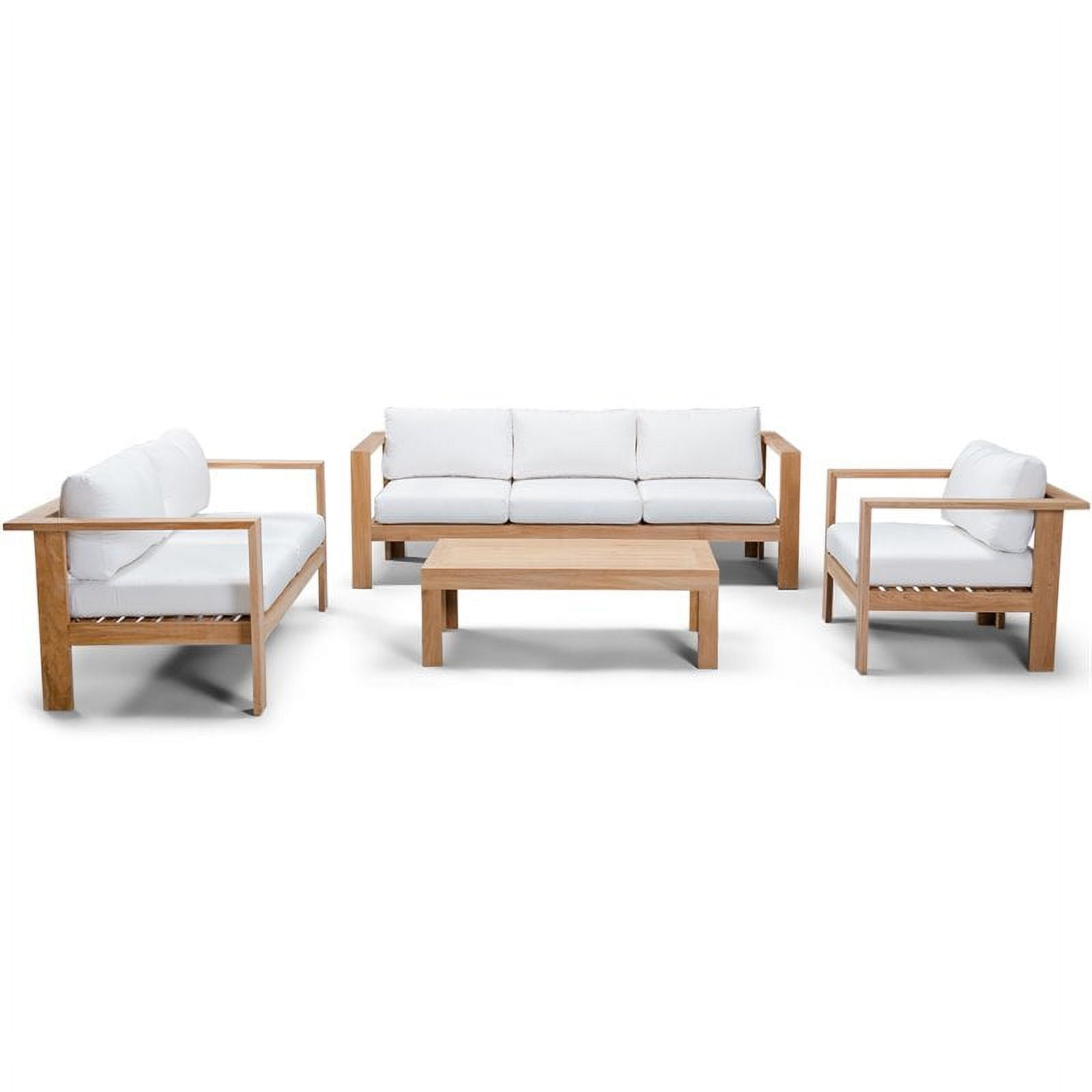 Harmonia Living Ando 4 Piece Wooden Patio Sofa Set in Canvas Natural