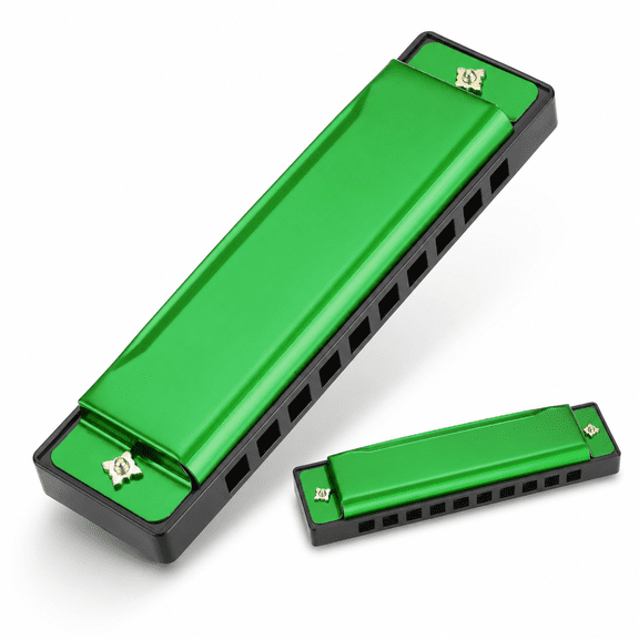 Harmonica 10 Holes 10 Tone C Key Harmonica Mouth Musical Instruments Toy for Adults Beginner Educational (Green)