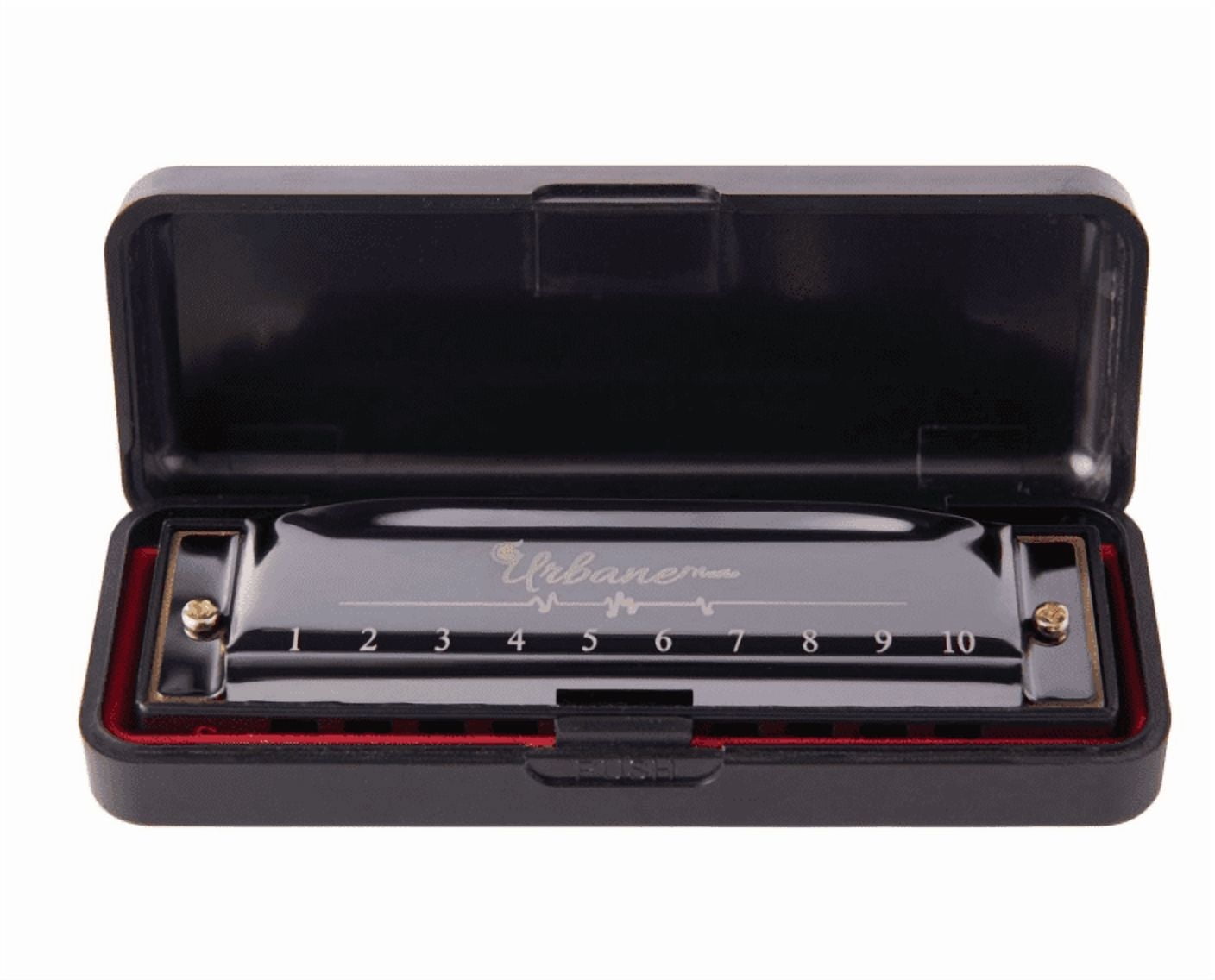 Harmonica 10 Holes 20 Tunes Mouth Organ Blues Deluxe Harmonica, Key of C for Beginner, Adults, Kids Gift, Black