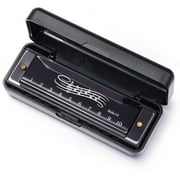 Harmonica 10 Holes Mouth Organ Blues Deluxe Harmonica, Key of C for Beginner, Adults, Kids