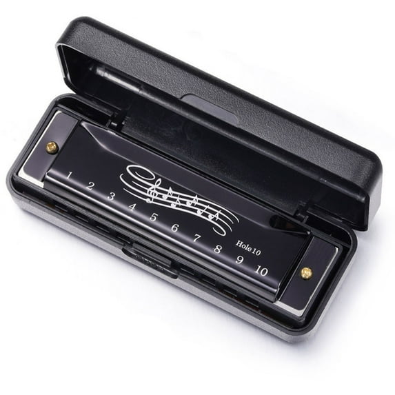 Harmonica 10 Holes Mouth Organ Blues Deluxe Harmonica, Key of C for Beginner, Adults, Kids