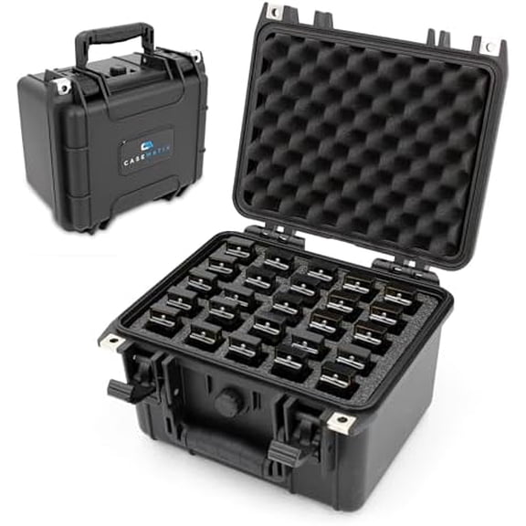 Harmonica Case for Multiple Harmonicas Compatible with Up to 25 Hohner, Fender and Other Harmonicas up to 5 inches - Includes Waterproof Carrying Case Only for Reed Wind Instruments