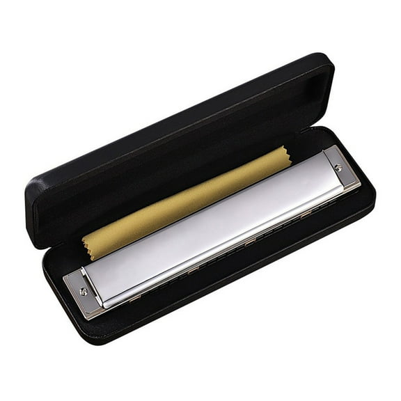 Harmonica Harp Harmonica for Key of C 24 Holes Polyphony Organ Diatonic Mouth with for Case for Blues Folk Jazz for Pop