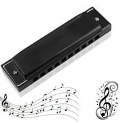 Harmonica Mouth Organ 10 Hole C Key with Case, Diatonic Harmonica for Professional Player, Beginner, Students gifts, Adult, Friends, Gift Black