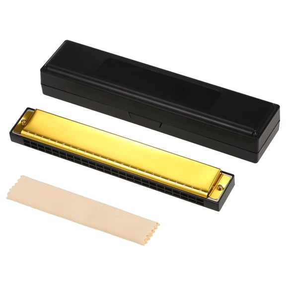 Harmonica Professional Harp Armonica Key of C 24 Hole Polyphony Diatonic Mouth Organ with Case for Blues Folk Jazz Pop for Student Teacher Beginner Gift