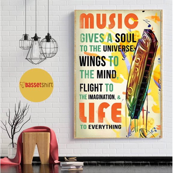 Harmonica music gives a soul to the universe poster 11 x 17 Inch Poster