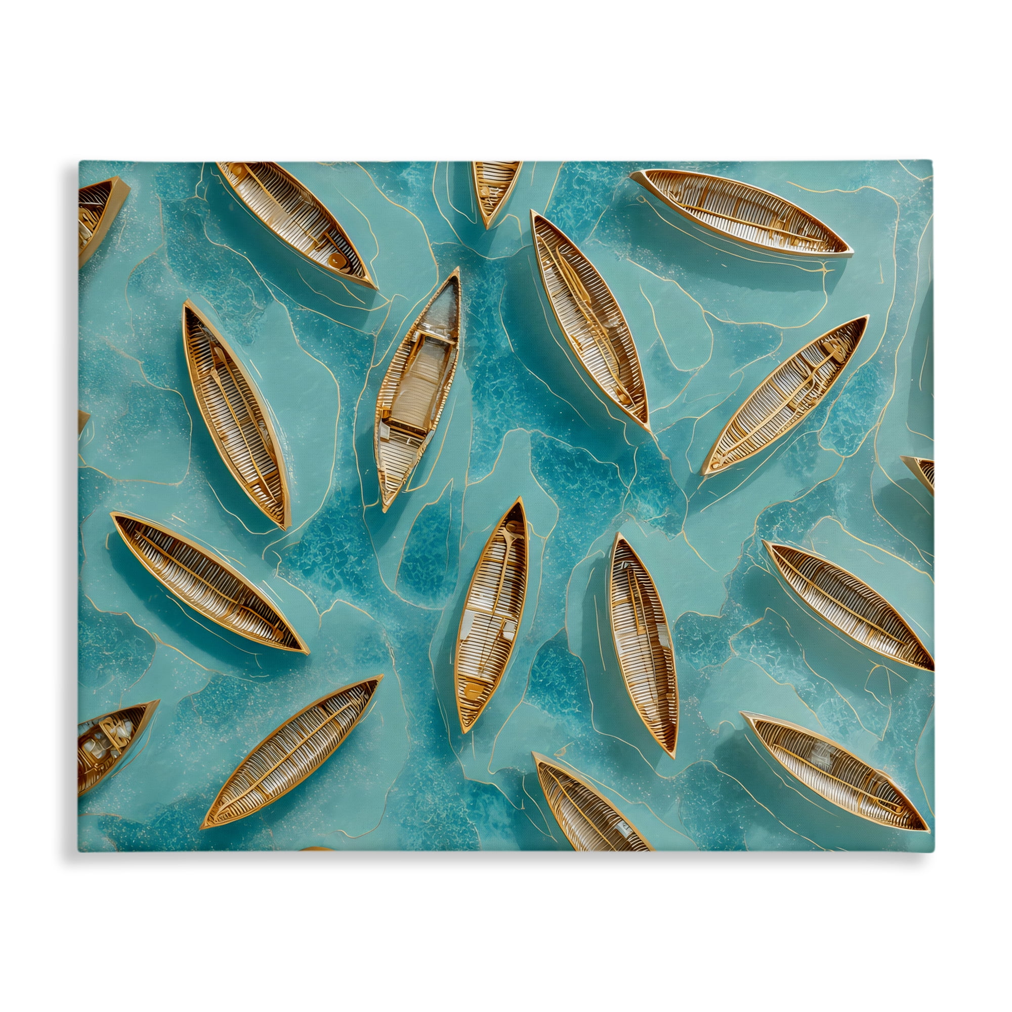 Harmonious Canoes on Water Canvas Wall Art, design by Franklyn Gregory