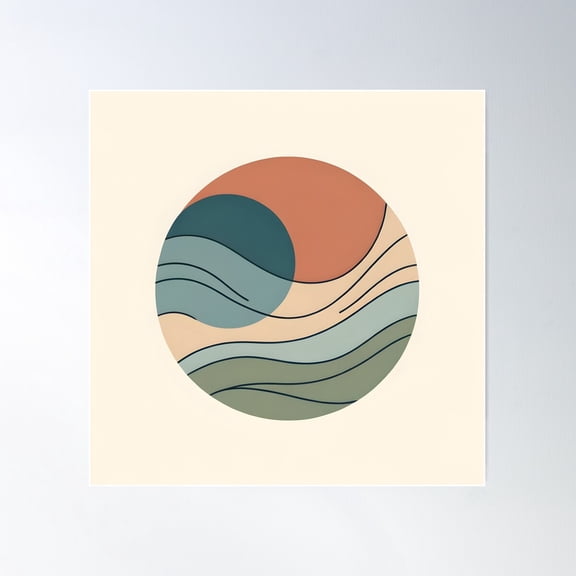 Harmonious Color Waves Poster Wall Art, Modern Wall Decor For Living Room Bedroom, 24x24 UNFRAMED