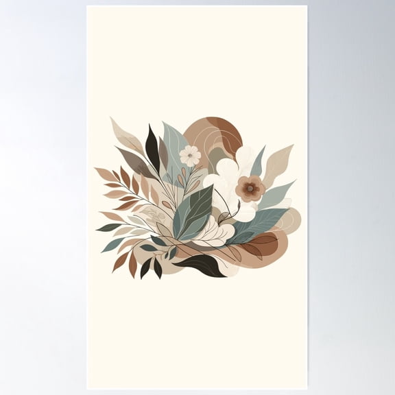 Harmonious Nature Illustration - Botanical Elements Poster Wall Art, Modern Wall Decor For Living Room Bedroom, 12x18 UNFRAMED
