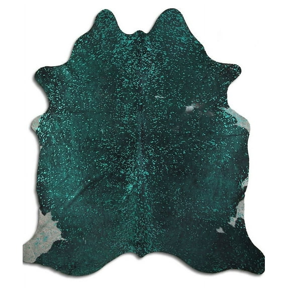 Harmonious cowhide rugs for sale GREEN METALLIC ON BLACK rug