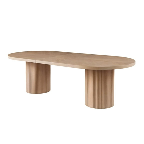 Best Master Furniture Dobby Extendable Oval Wooden Dining Table in Light Oak