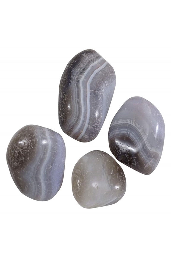 4 Pieces Brazilian Banded Agate Tumbled Assorted Size Natural Reiki Healing Stones