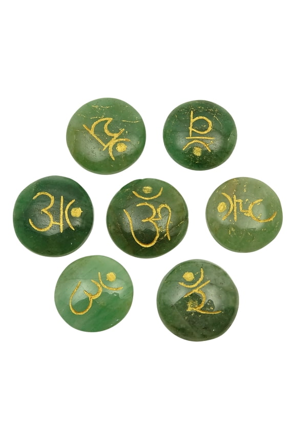 7 Chakra Reiki Healing Crystal Symbols Green Aventurine Stone Spiritual Gift Energy Generator